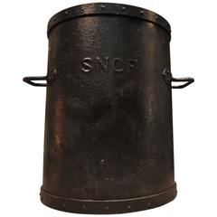 SNCF French Railway 1900s Riveted Iron Bin  Bucket