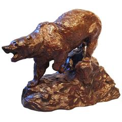19th Century Bronze Sculpture of a Grizzly Bear by Lecourtier