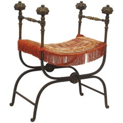 Wrought Iron and Bronze Savonarola Curule Chair