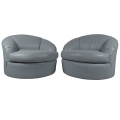 Pair of Modern Swivel Club Chairs