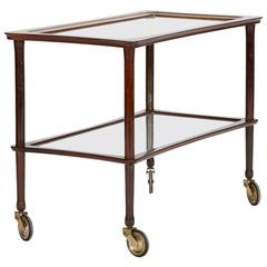 italian Bar Cart by Cesare Lacca Mahogany Glass 1950 8