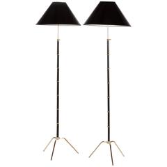 Pair of French Floor Lamps by Lunel Bamboo Style, 1950