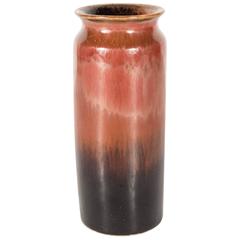 Vintage Mid-Century Modernist Vase in Umber Brown and Cinnabar Hues by Gunnar Nylund