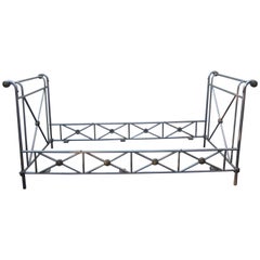 Maison Jansen Steel and Brass Campaign Style Day Bed