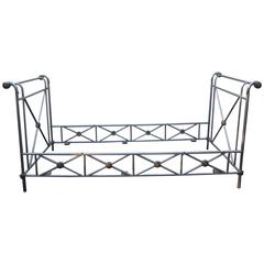 Maison Jansen Attributed Steel and Brass Campaign Style Daybed 8