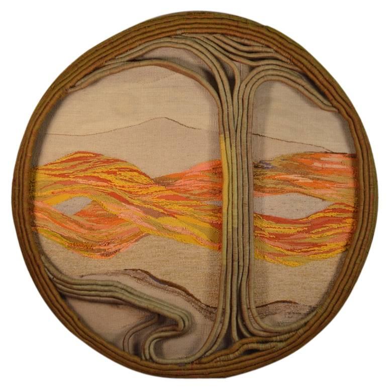 Beeindruckende großformatige Textilkunst „Baum des Lebens“ im Angebot