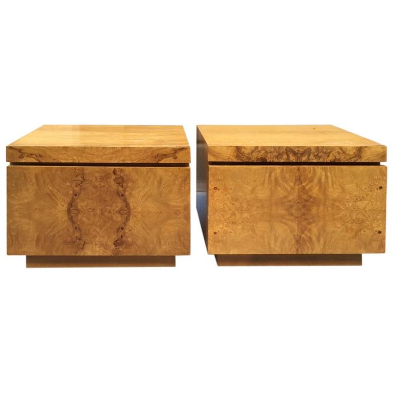 Roland Carter for Lane Furniture burl nightstands, 1970s, offered by Flavor