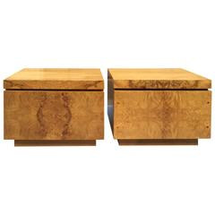 Pair of Milo Baughman Burl Nightstands 5