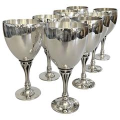 Vintage Georg Jensen Sterling Silver Wine Goblets, Set of Eight