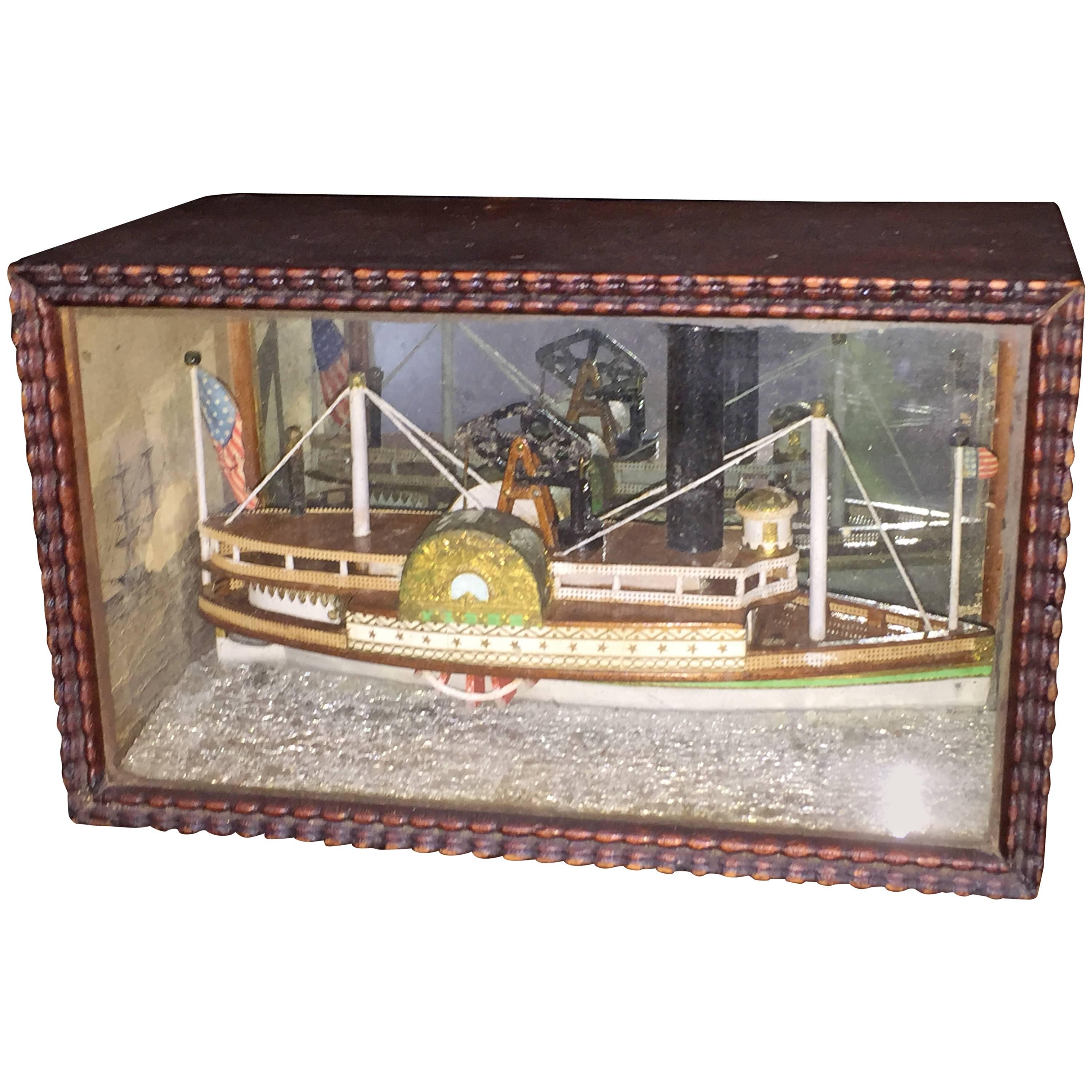Antique American Tiny Diorama of Steamship