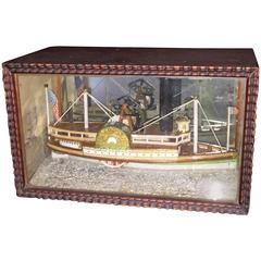 Antique American Tiny Diorama of Steamship