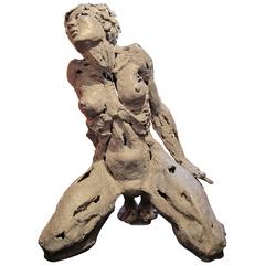 20th Century Lead Sculpture "Kneeling Woman"