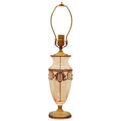 1920s Glass Urn Lamp with Bronze Ormolu Details 11