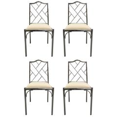 Four Mid-Century Modern Faux Bamboo Chrome Chairs 2