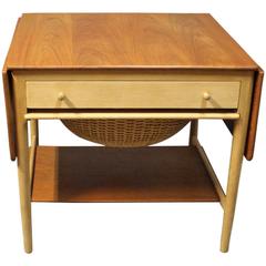Vintage Sewing Table in Oak and Teak by Hans J. Wegner and Andreas Tuck, circa 1950