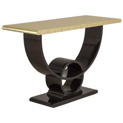 Jay Spectre Lacquer and Gold Leafed Console Table, 1980s 9