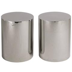 Pair of Polished Steel Pedestals, Table Bases, 1970s