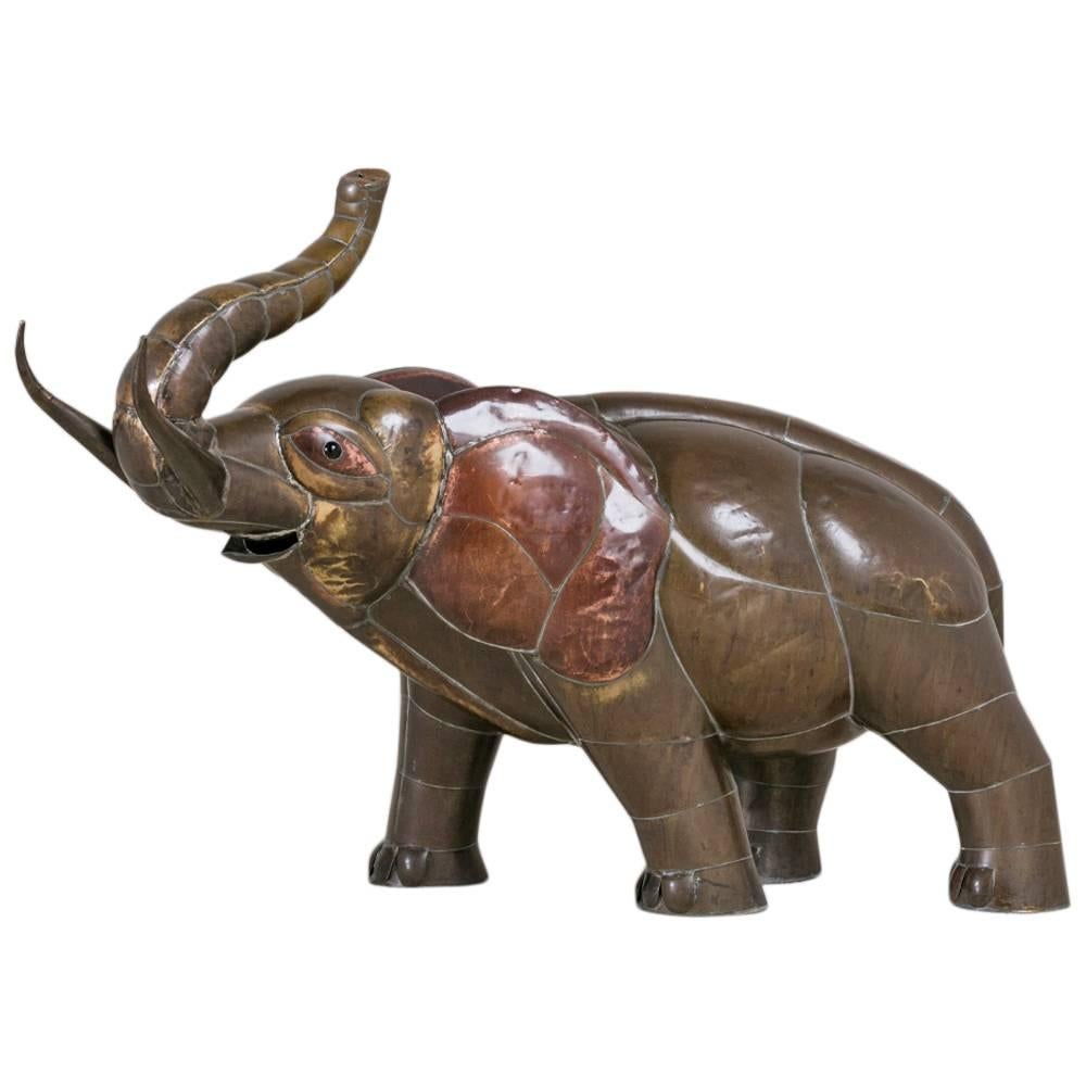 Copper Elephant Sculpture by Sergio Bustamante For Sale