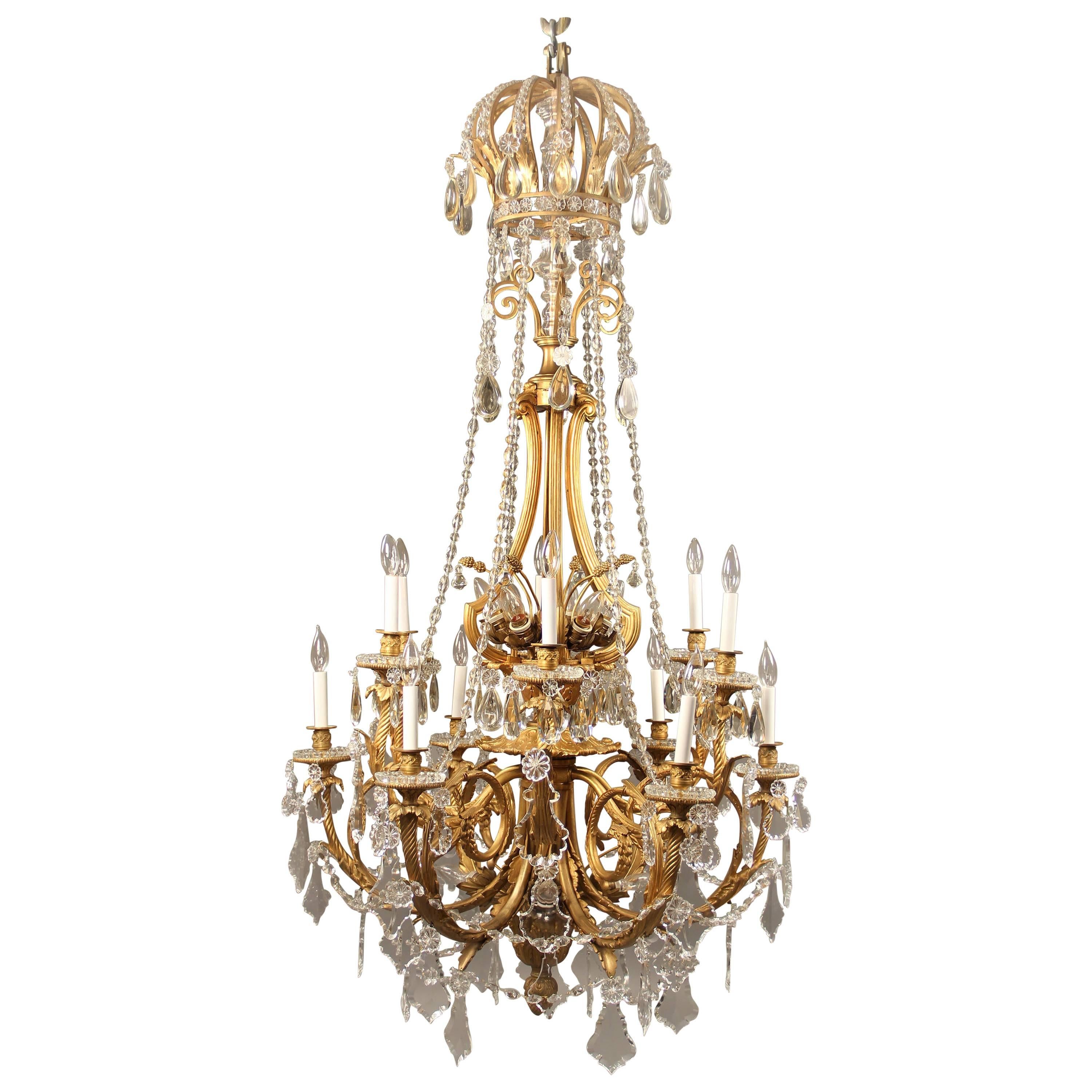 Palatial Late 19th Century Gilt Bronze and Baccarat Crystal Chandelier For Sale
