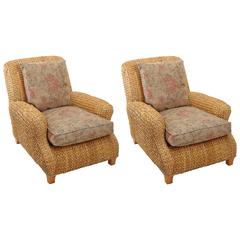 Pair of Ralph Lauren Seagrass Club Chairs