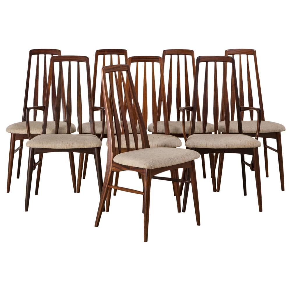 Set of Eight Rosewood Upholstered Dining Chairs, 1960s