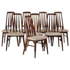 Retro Set of Eight Rosewood Upholstered Dining Chairs, 1960s