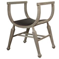 Paul Marra Distressed Fir Bench in Brown Horsehair 2