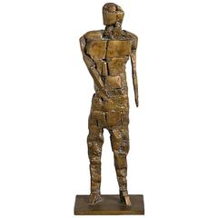 Brutalist Figurative Bronze Table Sculpture Signed JR 8