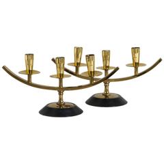 Pair of Candelabra Candlesticks on Ebonized Bases, 1960s 3