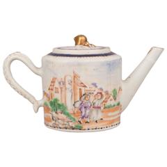 Chinese export porcelain famille rose teapot and cover, 18th century