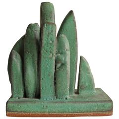 Organic Abstract Turquoise Ceramic Studio Pottery Sculpture