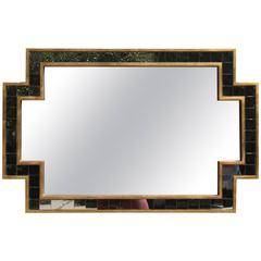 Oversize Gilt and Square Edge Detailed Polygon Mirror