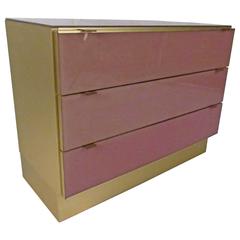 Mid-Century Modern Glass Front Three-Drawer Dresser