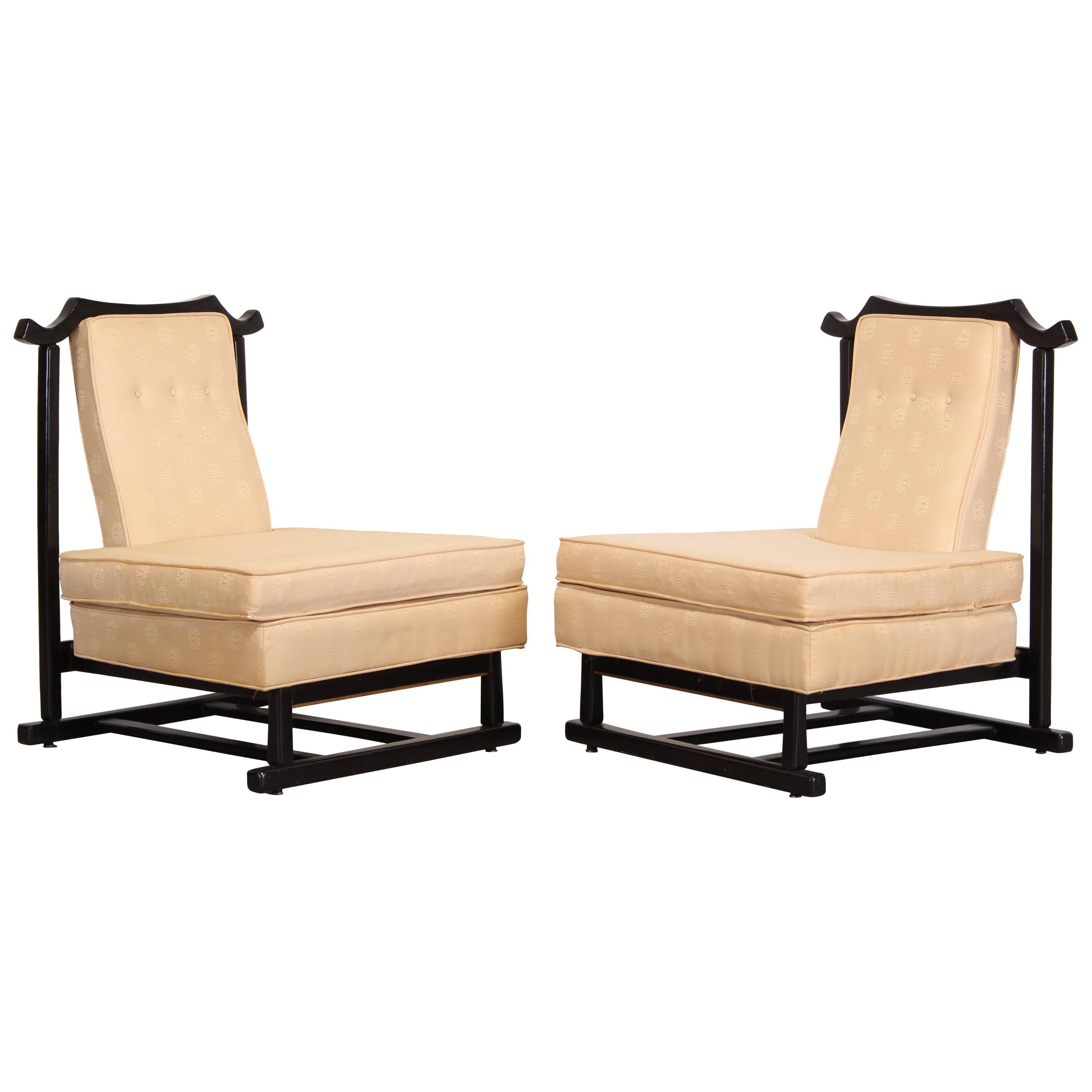 Pair of James Mont Asian Style Chairs, 1950
