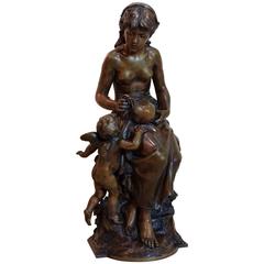 Large 19th Century French Bronze Sculpture by Mathurin Moreau