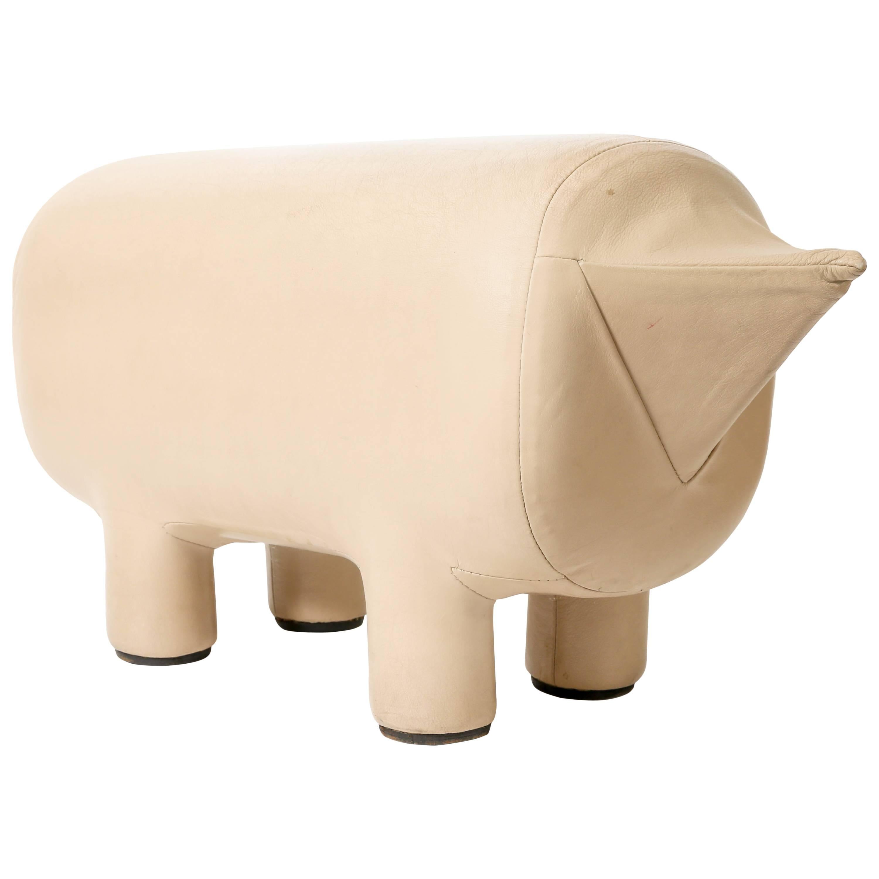 Leather Upholstered Pig Form Ottoman at 1stDibs