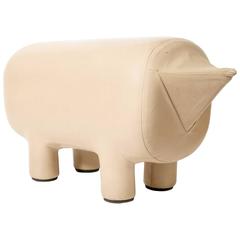 Leather Upholstered Pig Form Ottoman
