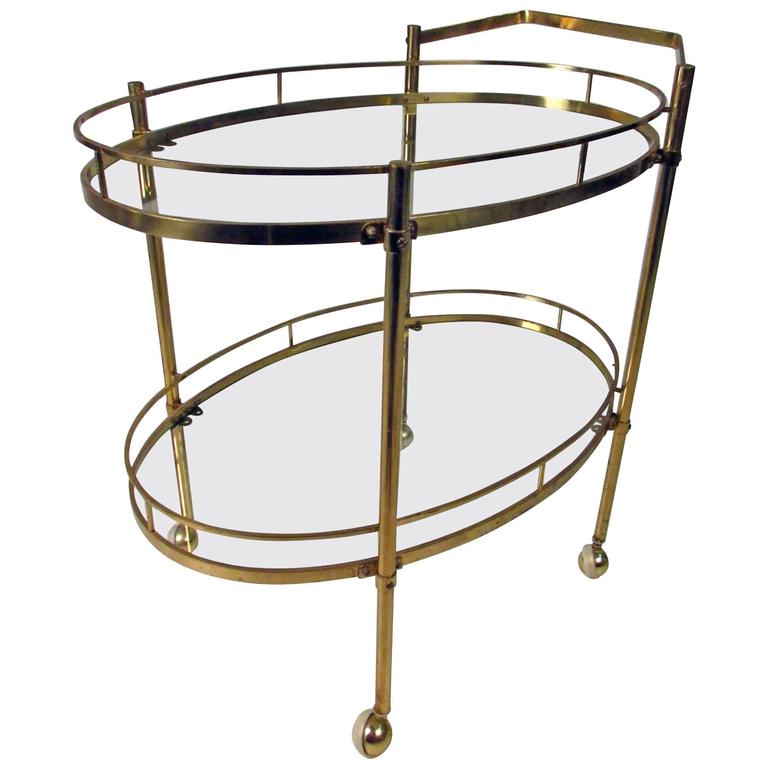 Midcentury Hollywood Regency Style BrassPlated Bar Cart at 1stdibs