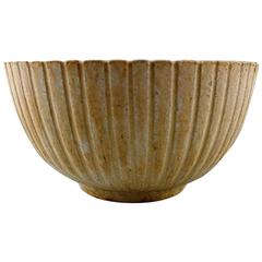 Arne Bang, Stoneware Bowl, Modeled with Fluted Pattern