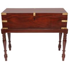 Late 19th Century British Campaign Officer's Mahogany Chest on Stand