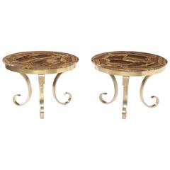 Pair of Bronze and Onyx Tables by Muller