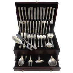Bell by Hans Hansen Danish Sterling Silver Flatware Set 12 Service 80 Pc Modern 11