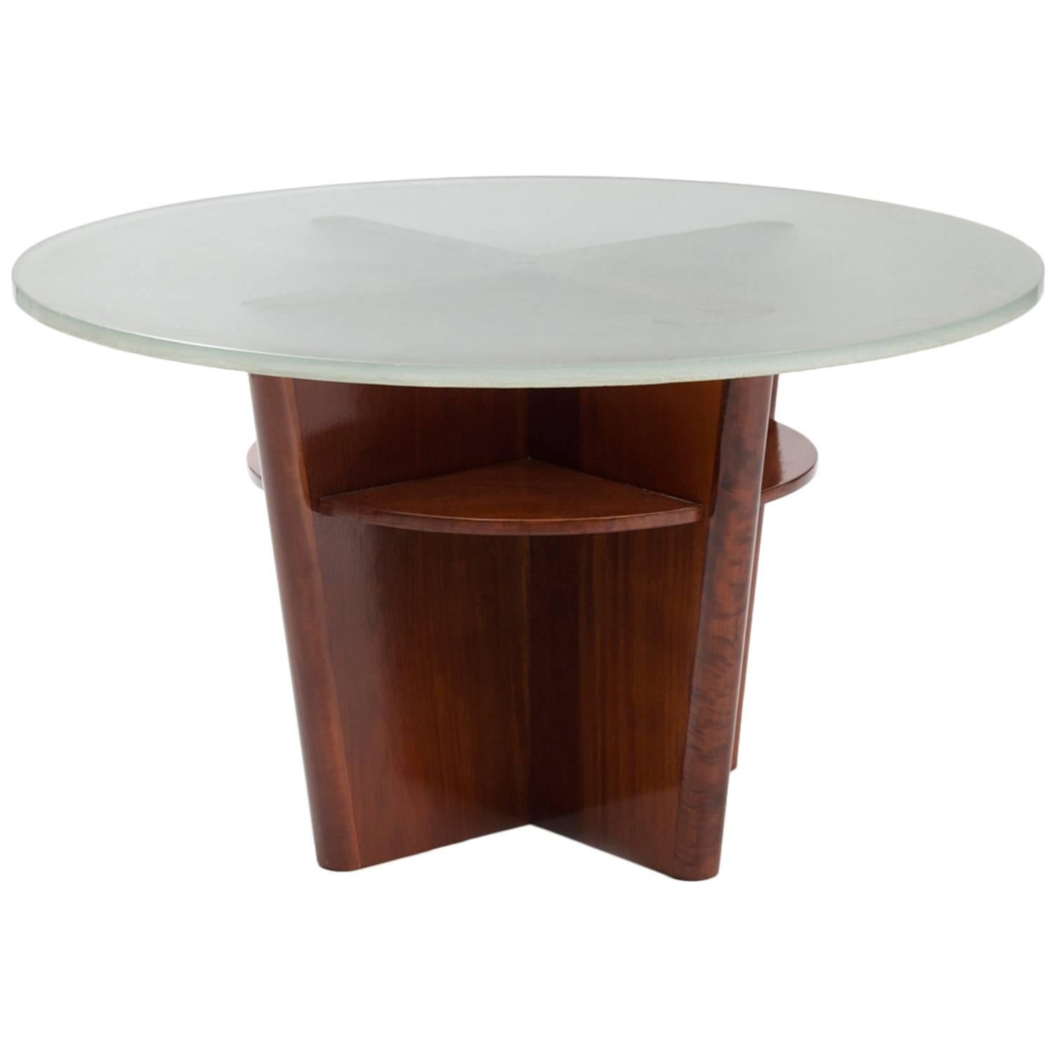 Greta Magnusson Grossman Modernist Coffee Table with Hand Cast Glass Top