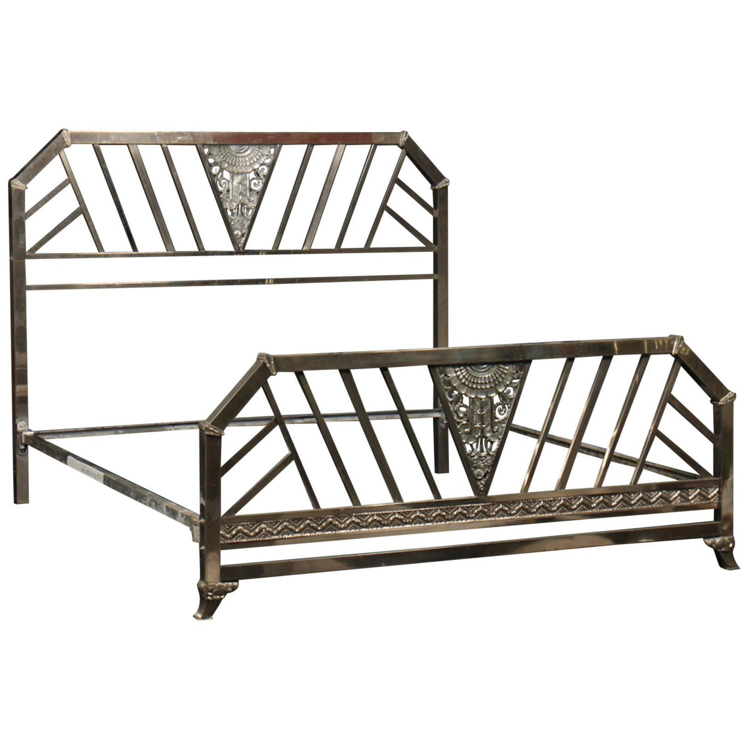 Art Deco Chrome KingSize Bed For Sale at 1stdibs