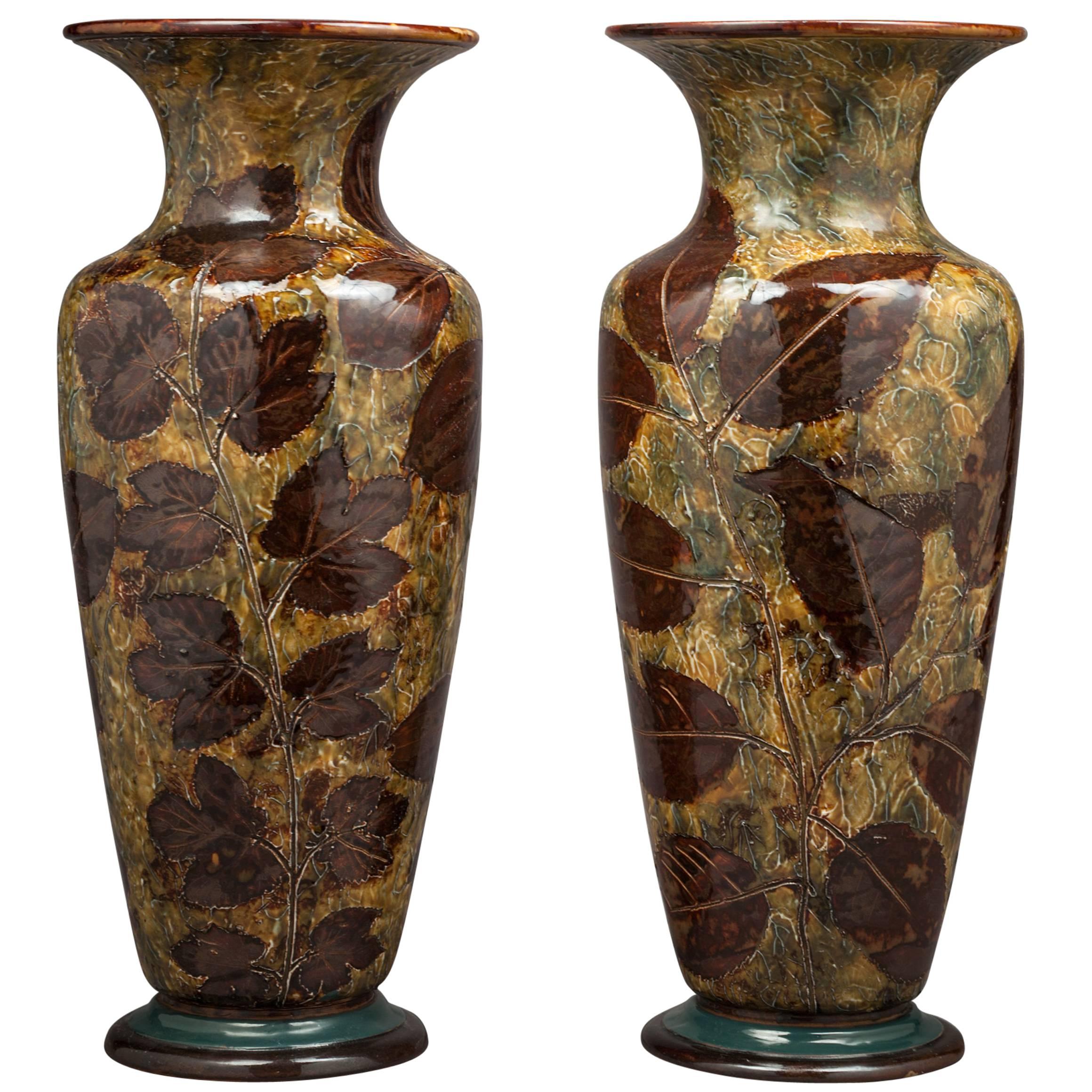 Pair of Doulton Lambeth Vases, circa 1890 For Sale