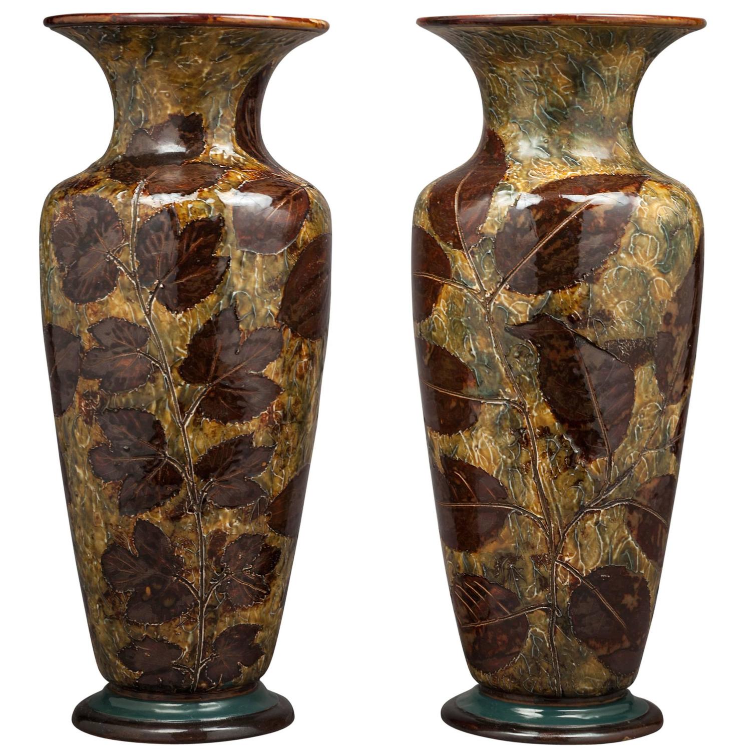 Pair of Doulton Lambeth Vases, circa 1890 For Sale at 1stdibs