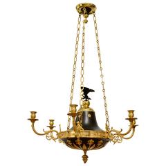 Swedish Empire Gilt and Bronze Chandelier