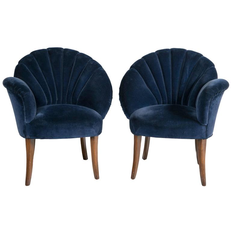 Pair of Art Deco Velvet Chairs