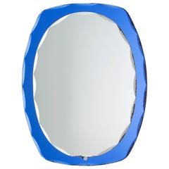 Italian 1960s Blue Tinted Glass Mirror