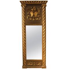 Highly Unusual Late 19th Century Carved and Gilt Pier Glass Mirror
